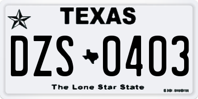 TX license plate DZS0403