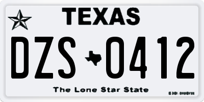 TX license plate DZS0412
