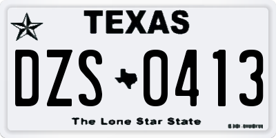 TX license plate DZS0413