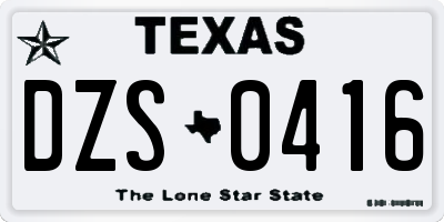TX license plate DZS0416