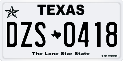 TX license plate DZS0418