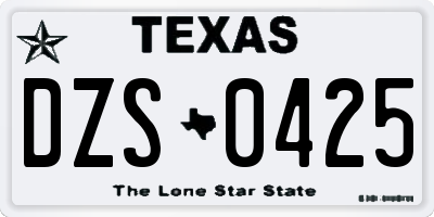 TX license plate DZS0425