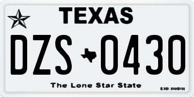 TX license plate DZS0430
