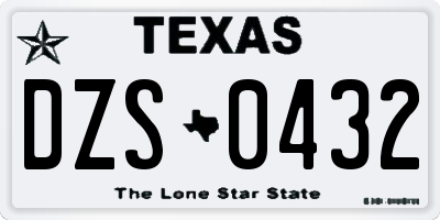TX license plate DZS0432