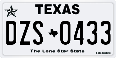 TX license plate DZS0433