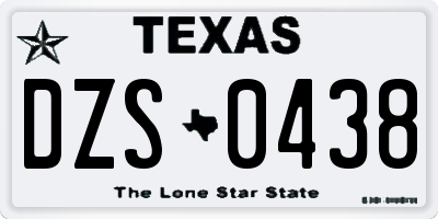 TX license plate DZS0438