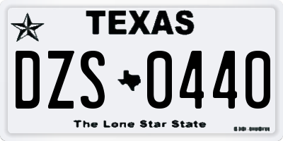 TX license plate DZS0440