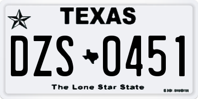 TX license plate DZS0451