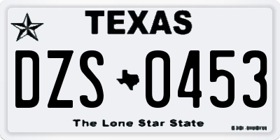 TX license plate DZS0453