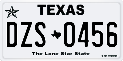 TX license plate DZS0456