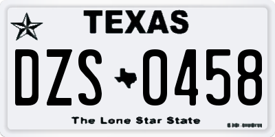 TX license plate DZS0458