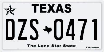 TX license plate DZS0471