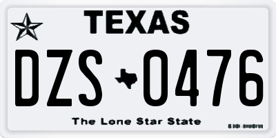 TX license plate DZS0476