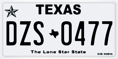 TX license plate DZS0477