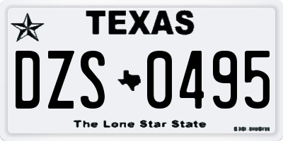 TX license plate DZS0495
