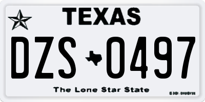 TX license plate DZS0497