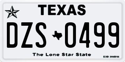 TX license plate DZS0499