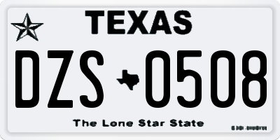 TX license plate DZS0508