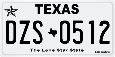 TX license plate DZS0512