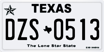TX license plate DZS0513