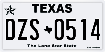 TX license plate DZS0514