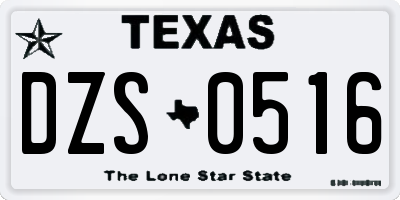 TX license plate DZS0516