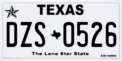 TX license plate DZS0526