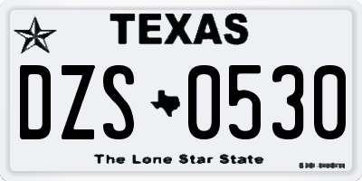 TX license plate DZS0530