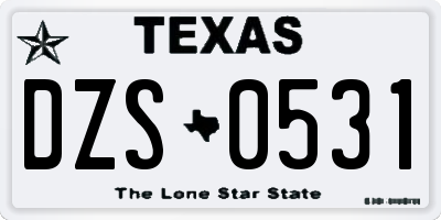 TX license plate DZS0531
