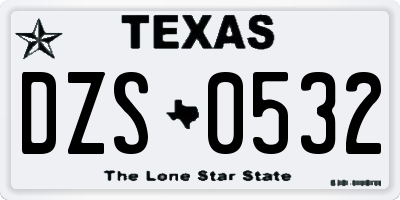 TX license plate DZS0532