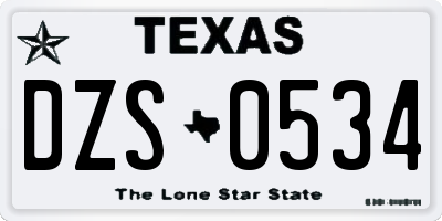 TX license plate DZS0534