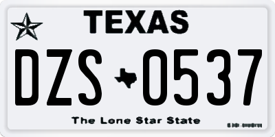 TX license plate DZS0537