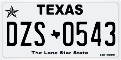 TX license plate DZS0543