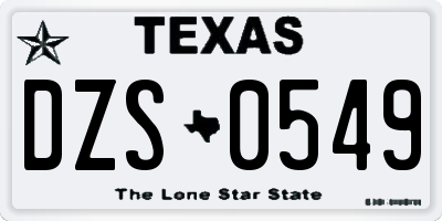 TX license plate DZS0549