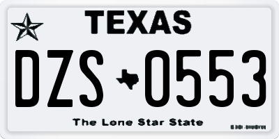 TX license plate DZS0553