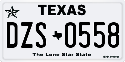 TX license plate DZS0558