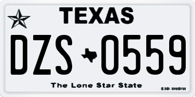 TX license plate DZS0559