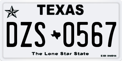 TX license plate DZS0567