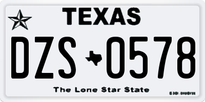 TX license plate DZS0578