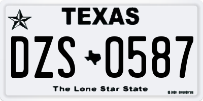 TX license plate DZS0587