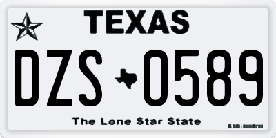 TX license plate DZS0589