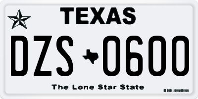 TX license plate DZS0600