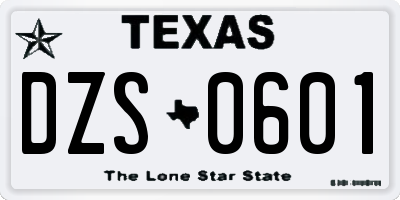 TX license plate DZS0601