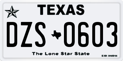 TX license plate DZS0603