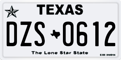 TX license plate DZS0612
