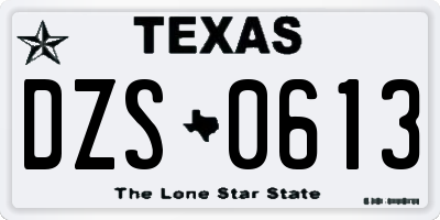 TX license plate DZS0613