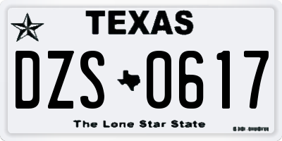 TX license plate DZS0617