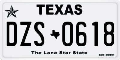 TX license plate DZS0618