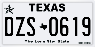 TX license plate DZS0619