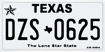 TX license plate DZS0625